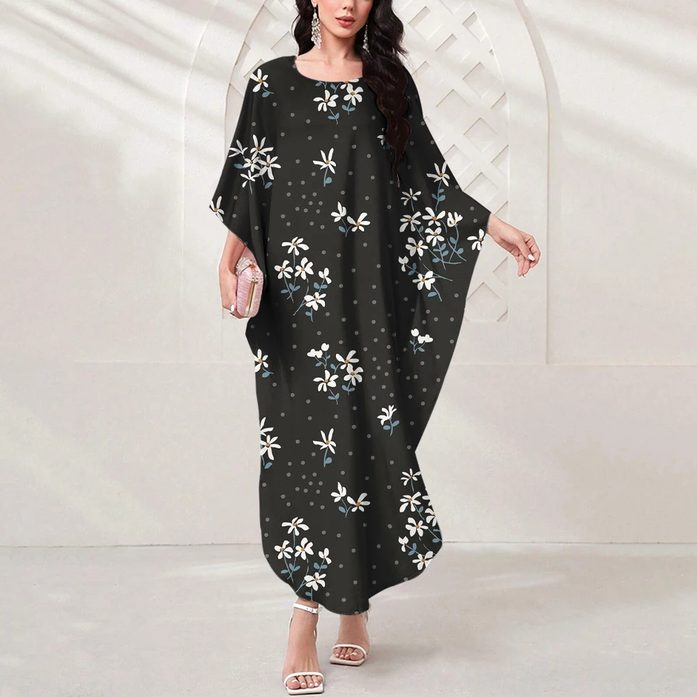 2024 New Spring Summer Women Muslim Dress Casual Flower Print Bat-Sleeve Long Skirt O Collar Long Sleeve Loose Muslim Maxi Dress
2024 New Spring Summer Women Muslim Dress Casual Flower Print Bat-Sleeve Long Skirt O Collar Long Sleeve Loose Muslim Maxi Dress