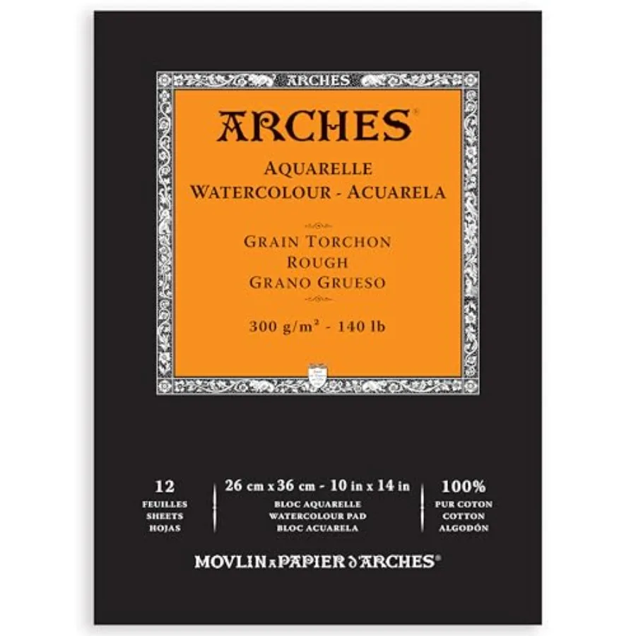 Aquarelle Watercolor Pad, Rough, 140lb/300gsm, 12 Sheet, 10x14 inch, Watercolor Paper 100% Cotton
Aquarelle Watercolor Pad, Rough, 140lb/300gsm, 12 Sheet, 10x14 inch, Watercolor Paper 100% Cotton