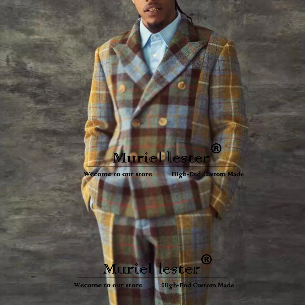 Деловые костюмы в британском стиле, мужские двубортные куртки с узором «гусиные лапки», брюки, комплект из 2 предметов, формальный ужин, свадебный смокинг, наряды
Деловые костюмы в британском стиле, мужские двубортные куртки с узором «гусиные лапки», брюки, комплект из 2 предметов, формальный ужин, свадебный смокинг, наряды