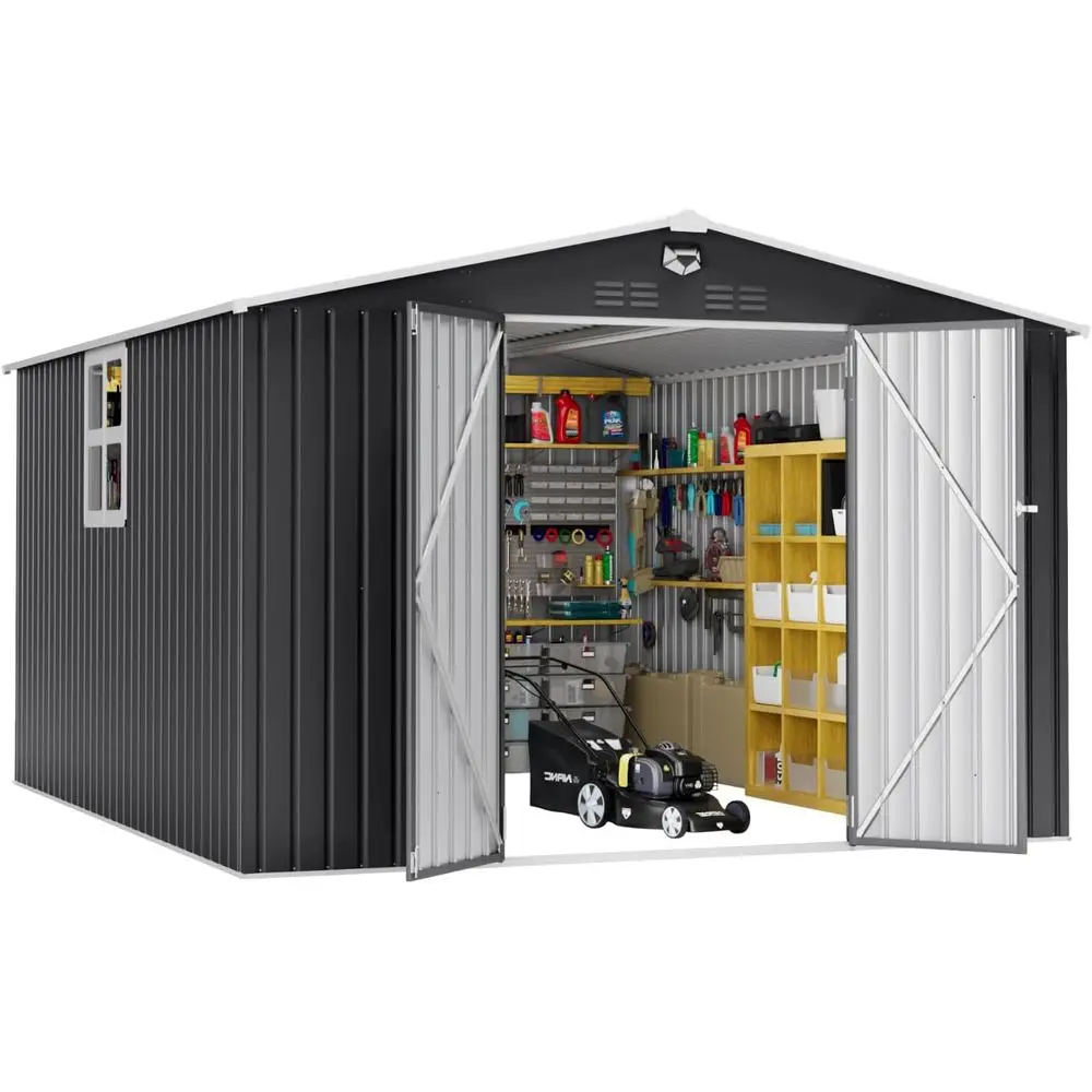 10x12 Outdoor Metal Storage Shed with Lockable Door & Clear Window - Waterproof Garden Shed for Patio or Backyard
10x12 Outdoor Metal Storage Shed with Lockable Door & Clear Window - Waterproof Garden Shed for Patio or Backyard
