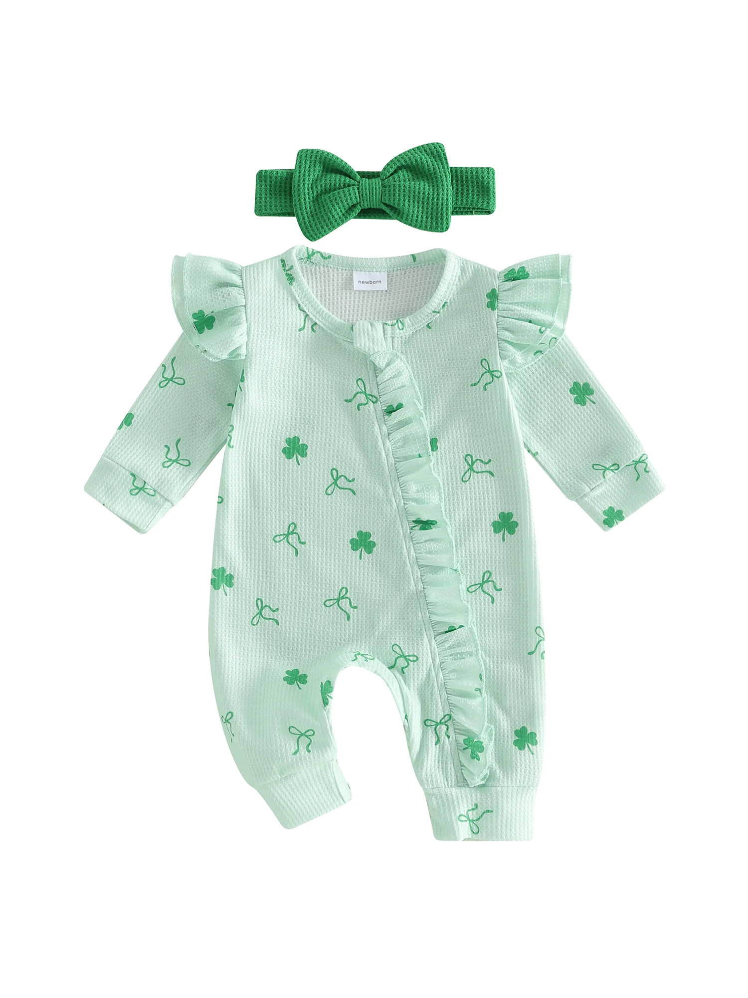 Комбинезоны для маленьких девочек на День Святого Патрика с принтом клевера, круглым вырезом, длинными рукавами, боди для младенцев, комбинезоны с подходящей повязкой на голову и
Комбинезоны для маленьких девочек на День Святого Патрика с принтом клевера, круглым вырезом, длинными рукавами, боди для младенцев, комбинезоны с подходящей повязкой на голову и