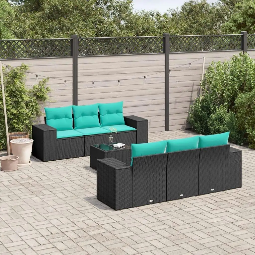 7 Piece Outdoor Patio Sofa Set with Cushions Black Rattan Furniture Waterproof Garden Seating
7 Piece Outdoor Patio Sofa Set with Cushions Black Rattan Furniture Waterproof Garden Seating