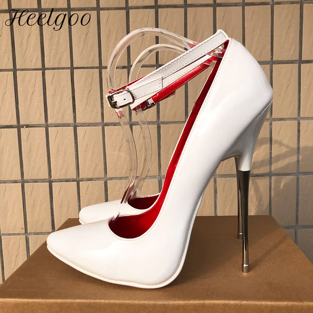 Heelgoo Plain Patent White Women 16cm Super High Metal Heel Stilettos Shoes Sexy Unisex Crossdress Ankle Buckle Strap Pumps
Heelgoo Plain Patent White Women 16cm Super High Metal Heel Stilettos Shoes Sexy Unisex Crossdress Ankle Buckle Strap Pumps