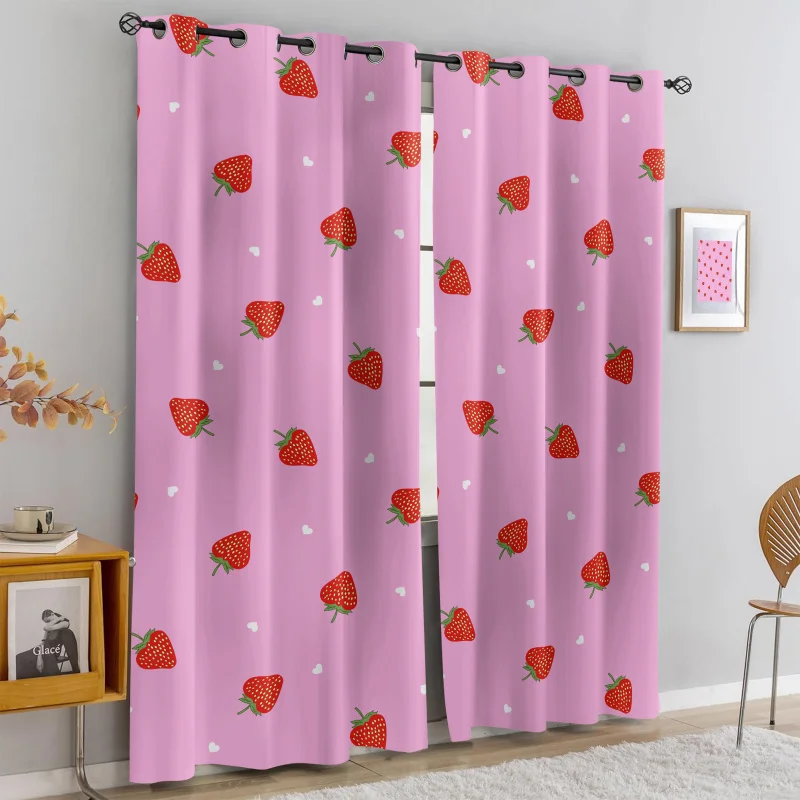 2Pcs Cute Pink Strawberry Print Perforated Blackout Curtains, Multi Size Living Room Kids Bedroom Bedroom Insulation Decoration
2Pcs Cute Pink Strawberry Print Perforated Blackout Curtains, Multi Size Living Room Kids Bedroom Bedroom Insulation Decoration