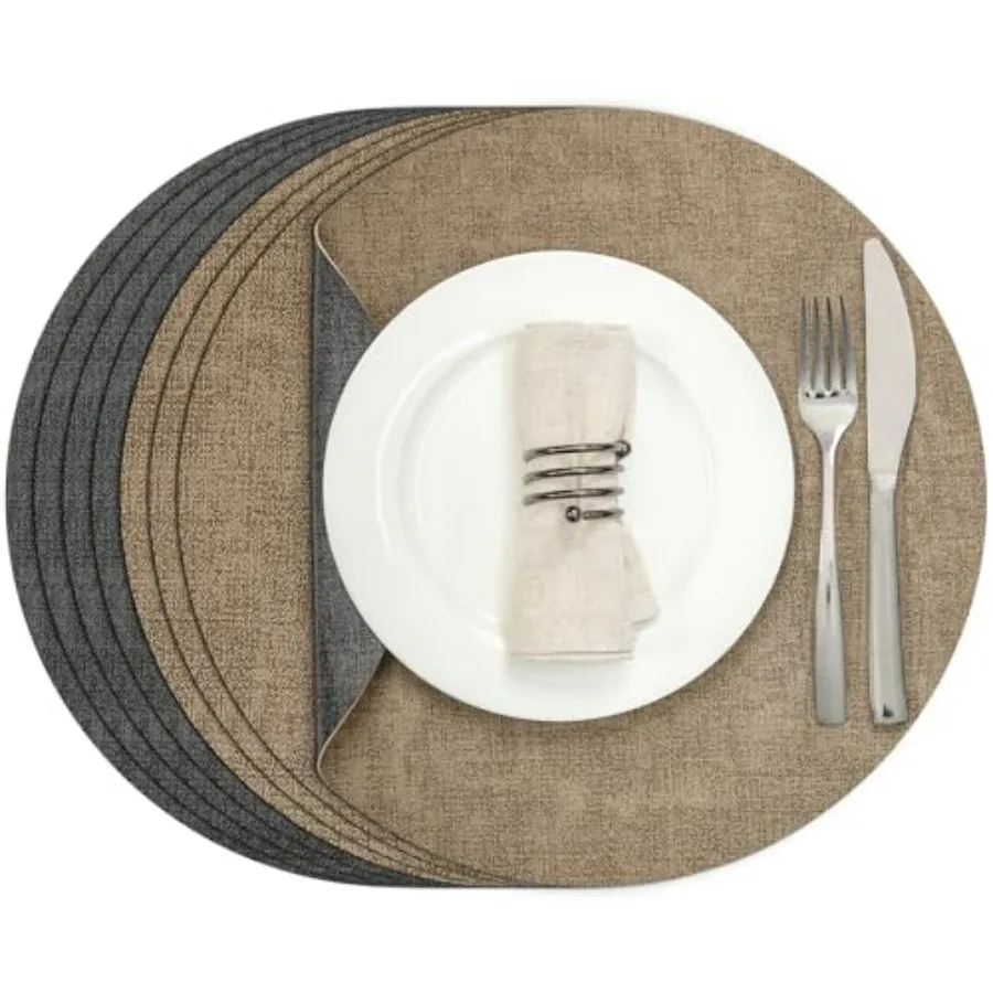 Round Placemats Dual Sided Faux Leather Set of 8 Indoor Outdoor Non-Slip Washable Dining Table Mats Gray Bge
Round Placemats Dual Sided Faux Leather Set of 8 Indoor Outdoor Non-Slip Washable Dining Table Mats Gray Bge