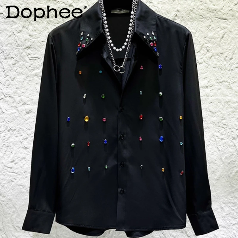 Men's 2025 Autumn New Personality Light Luxury Long Sleeve Shirts Fashion Colorful Gemstones High-end Shirts Solid Color Tops
Men's 2025 Autumn New Personality Light Luxury Long Sleeve Shirts Fashion Colorful Gemstones High-end Shirts Solid Color Tops