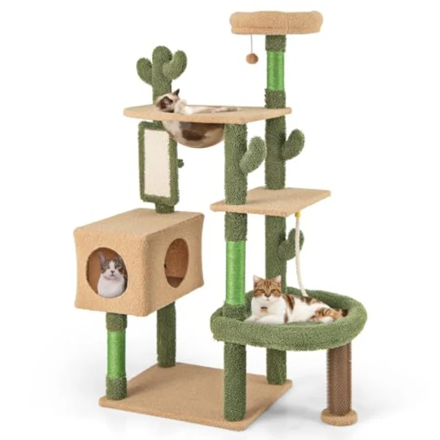 Многоуровневая лежанка-когтеточка для кошек Cactus Cat Tree Tower 59 дюймов для домашних кошек с сизалевыми столбиками для царапания, платформой, веревкой, капсульным домиком, подвесным мячом и самодельным ковриком
Многоуровневая лежанка-когтеточка для кошек Cactus Cat Tree Tower 59 дюймов для домашних кошек с сизалевыми столбиками для царапания, платформой, веревкой, капсульным домиком, подвесным мячом и самодельным ковриком