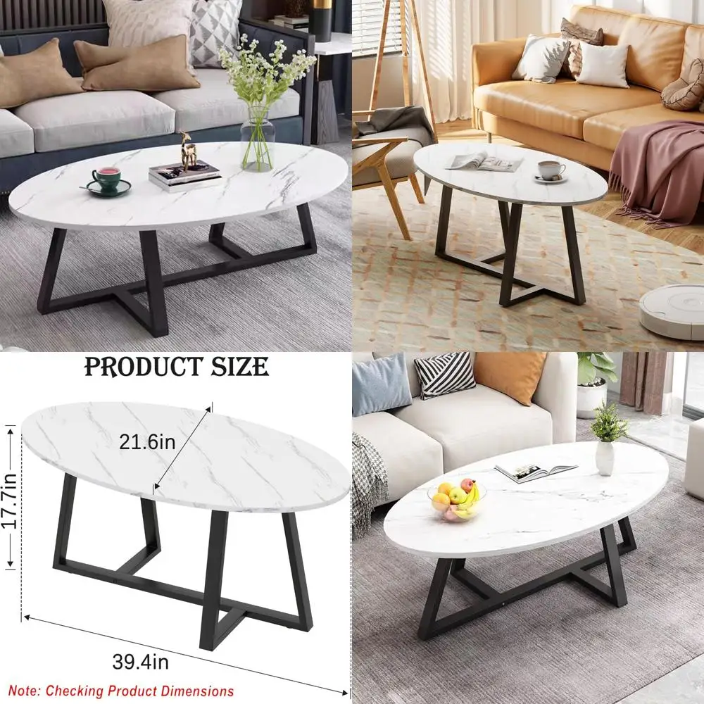 Modern White Marble-Look Small Oval Coffee Table for Living Room, Ideal for Compact Spaces and Centerpiece Decor
Modern White Marble-Look Small Oval Coffee Table for Living Room, Ideal for Compact Spaces and Centerpiece Decor