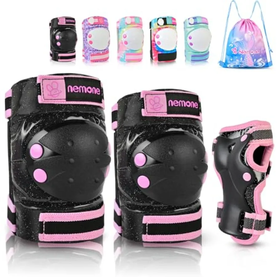 Knee Pads for,Girls Boys Knee Elbow Pads Wrist Guards with Drawstring Bag, Adjustable Reflective Protective Gear Set for Roller
Knee Pads for,Girls Boys Knee Elbow Pads Wrist Guards with Drawstring Bag, Adjustable Reflective Protective Gear Set for Roller