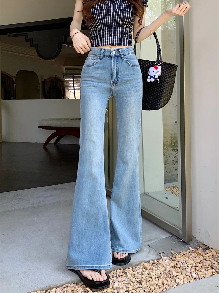 American Style Blue Bell Bottom Jeans High Waist Slimming Hoof Pants for Women Summer Casual Washed Outfit
American Style Blue Bell Bottom Jeans High Waist Slimming Hoof Pants for Women Summer Casual Washed Outfit
