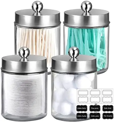 Amolliar 4PC Apothecary Jars - Brushed Nickel Canisters with Stainless Lids for Bathroom Vanity & Makeup Storage
Amolliar 4PC Apothecary Jars - Brushed Nickel Canisters with Stainless Lids for Bathroom Vanity & Makeup Storage