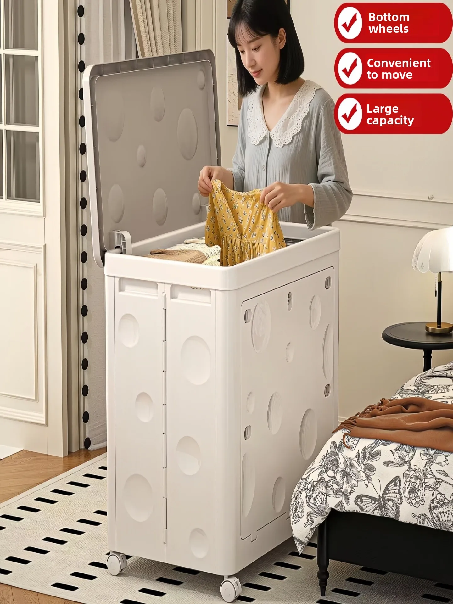 New Large Capaci Home Clothes Storage Box with Wheels Thiened Living Room Storage Wonders Plastic Double Door Opening
New Large Capaci Home Clothes Storage Box with Wheels Thiened Living Room Storage Wonders Plastic Double Door Opening