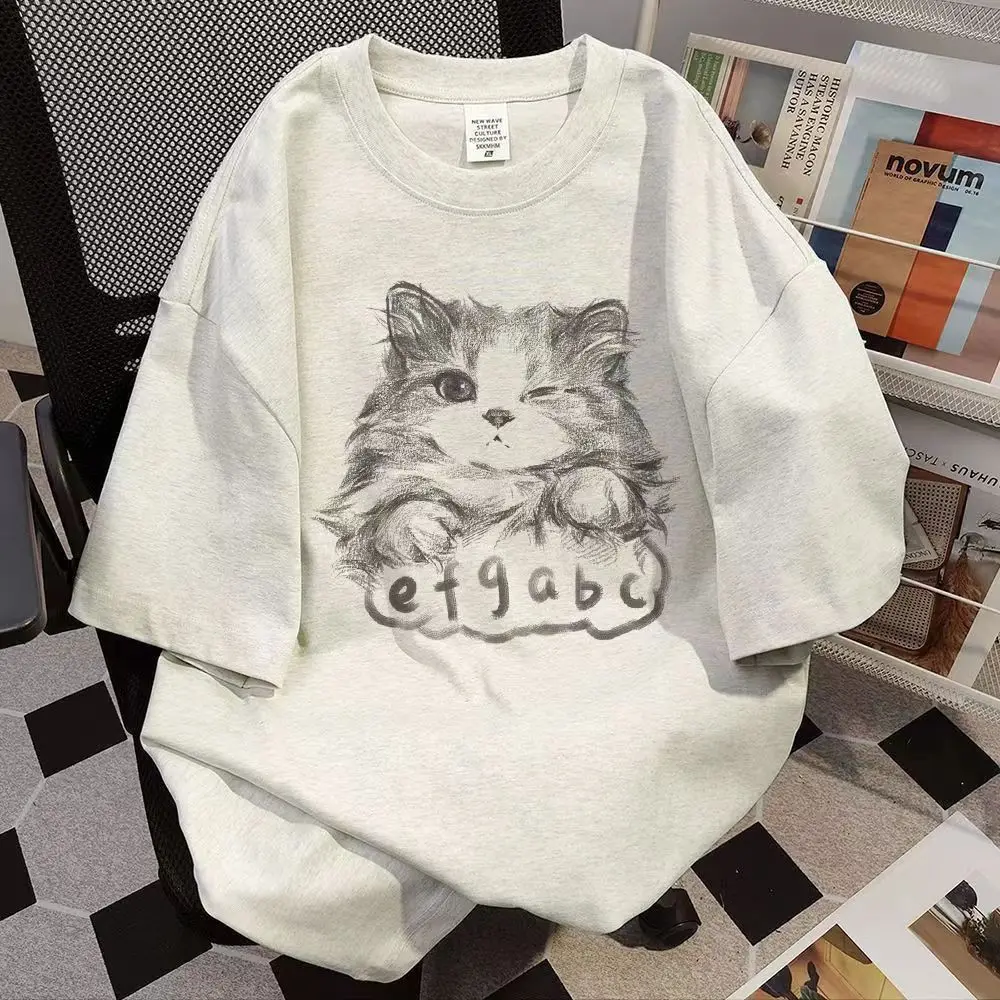 100% Pure Cotton Summer Short Sleeved T-shirt for Men and Women American Trendy Brand Cat Top Ins Couple Versatile Base Shirt
100% Pure Cotton Summer Short Sleeved T-shirt for Men and Women American Trendy Brand Cat Top Ins Couple Versatile Base Shirt