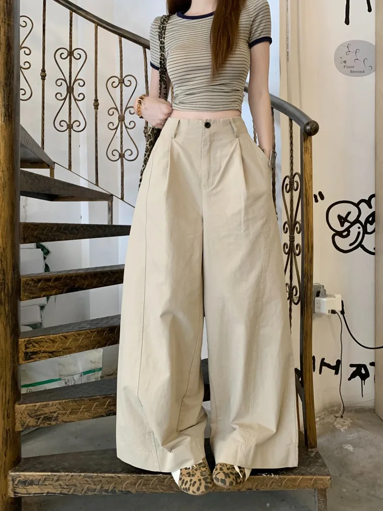 American Style Loose Wide Leg Casual Pants Women High Waist Slimming Long Trousers Floor Length Pants Pure Color Summer
American Style Loose Wide Leg Casual Pants Women High Waist Slimming Long Trousers Floor Length Pants Pure Color Summer