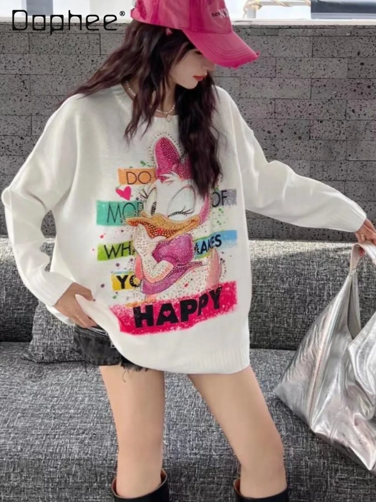 Cartoon Printing Hot Diamond Long-sleeved Crew Neck Sweater Women's Korean Version Loose Knitted Sweater Autumn Winter Top
Cartoon Printing Hot Diamond Long-sleeved Crew Neck Sweater Women's Korean Version Loose Knitted Sweater Autumn Winter Top