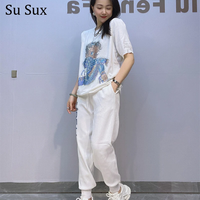 2025 Spring Summer Knitted Short Sleeved 2 Piece Sets Women Outits Casual O Neck Knitshirt and Pant Sets Streetwear Sportsuits
2025 Spring Summer Knitted Short Sleeved 2 Piece Sets Women Outits Casual O Neck Knitshirt and Pant Sets Streetwear Sportsuits