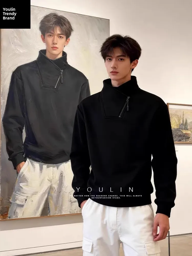 American Style Zipper Hoodie Men's Long Sleeve Fleece Lined High Collar Thick Warm Inner Wear Casual Street Style Winter Top
American Style Zipper Hoodie Men's Long Sleeve Fleece Lined High Collar Thick Warm Inner Wear Casual Street Style Winter Top