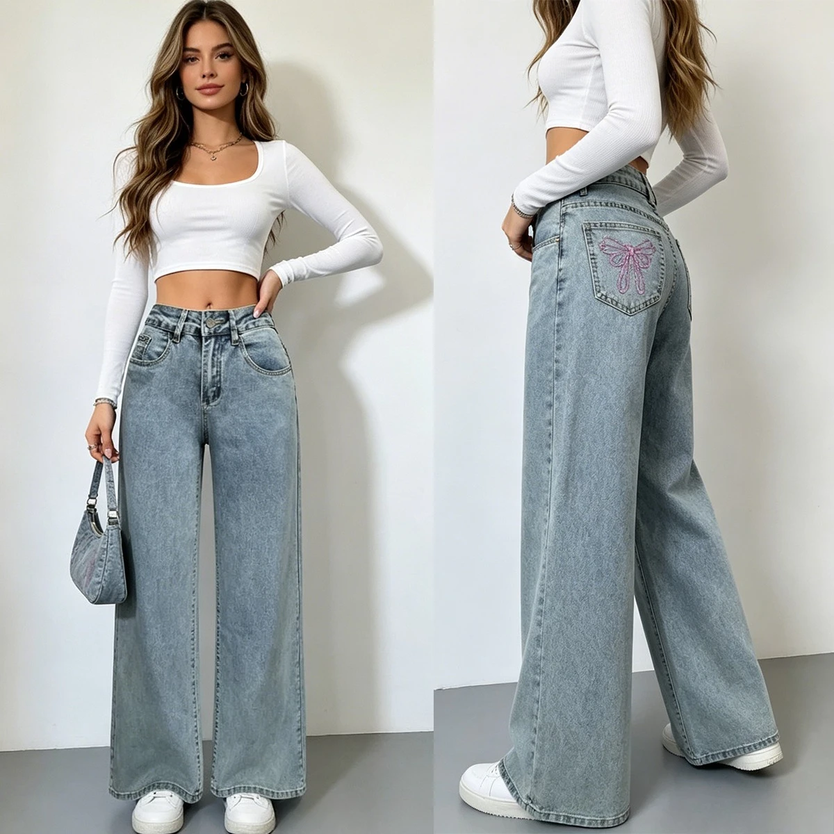 Straight Pants Denim Pant Women Jeans Work Casual Bow Embroidery Vintage Loose High Waist Trousers Y2k Streetwear 2026 summer
Straight Pants Denim Pant Women Jeans Work Casual Bow Embroidery Vintage Loose High Waist Trousers Y2k Streetwear 2026 summer