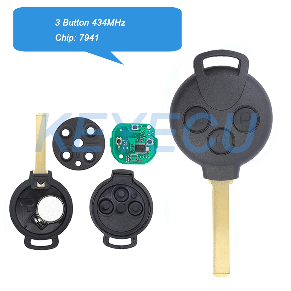Smart Remote Car Key 3 Buttons 433Mhz 7941 Chip For Mercedes-Benz Smart Fortwo 451 2007-2014
Smart Remote Car Key 3 Buttons 433Mhz 7941 Chip For Mercedes-Benz Smart Fortwo 451 2007-2014