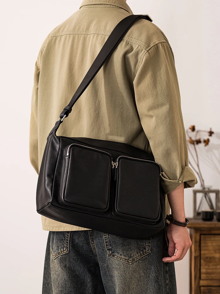 Vintage casual high-quality genuine leather men's multi-pocket crossbody bag handmade cow leather large-capacity shoulder bag
Vintage casual high-quality genuine leather men's multi-pocket crossbody bag handmade cow leather large-capacity shoulder bag