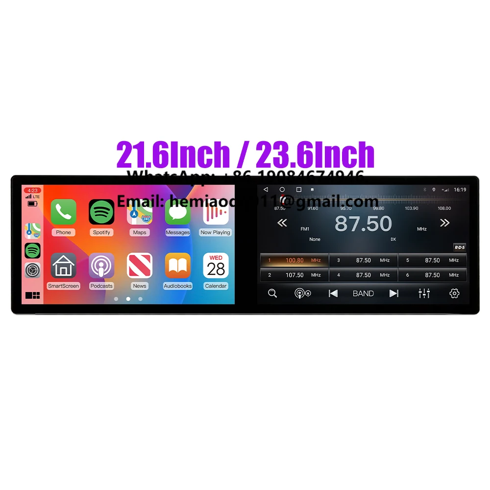 21.6 Inch 23.6" Universal Dual Screen Android Car Radio Car DVD Player Car Stereo Navigation GPS Autoradio Carplay Android Auto
21.6 Inch 23.6" Universal Dual Screen Android Car Radio Car DVD Player Car Stereo Navigation GPS Autoradio Carplay Android Auto