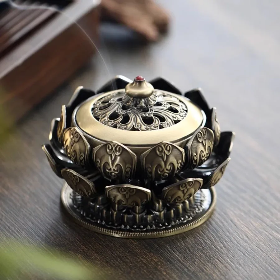 Decoration Incense Burner Ornament Vintage Alloy Oriental Incense Burner Lotus Chinese Traditional Gold Incensario Home Decor
Decoration Incense Burner Ornament Vintage Alloy Oriental Incense Burner Lotus Chinese Traditional Gold Incensario Home Decor