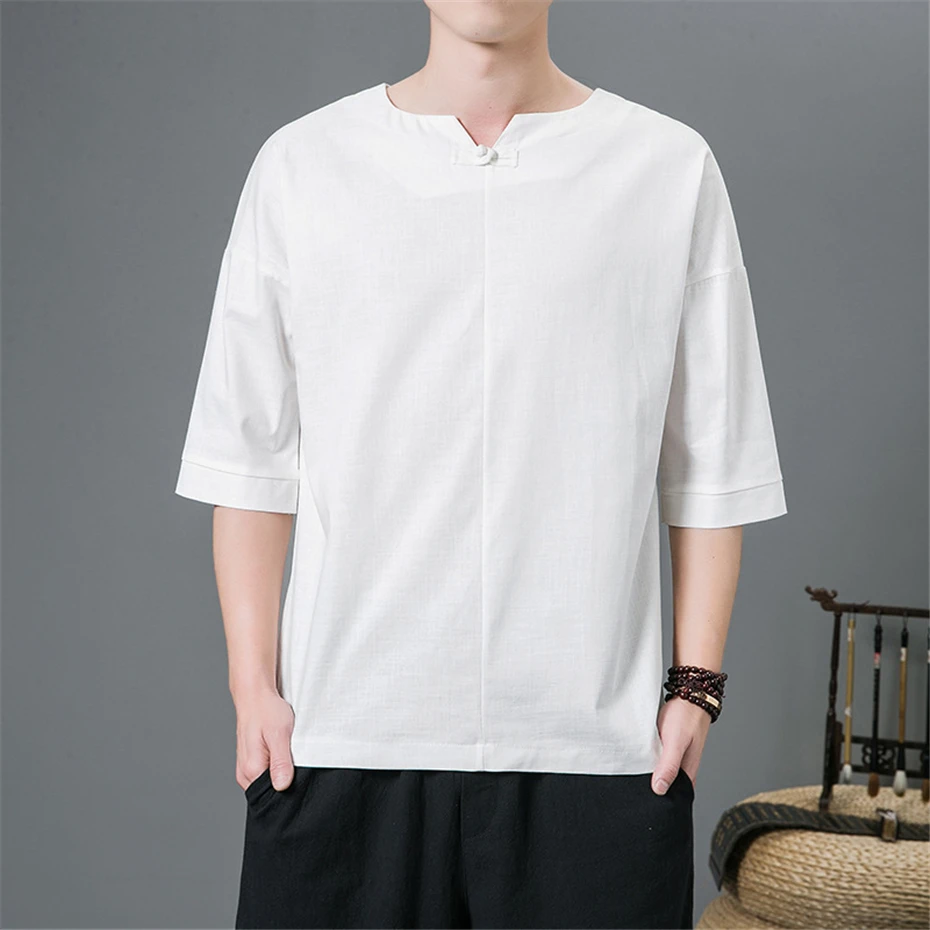 Summer Linen T-shirt Men Harajuku Casual Solid Color Half Sleeve T Shirt Summer Tops Tees Male Black Tshirts
Summer Linen T-shirt Men Harajuku Casual Solid Color Half Sleeve T Shirt Summer Tops Tees Male Black Tshirts