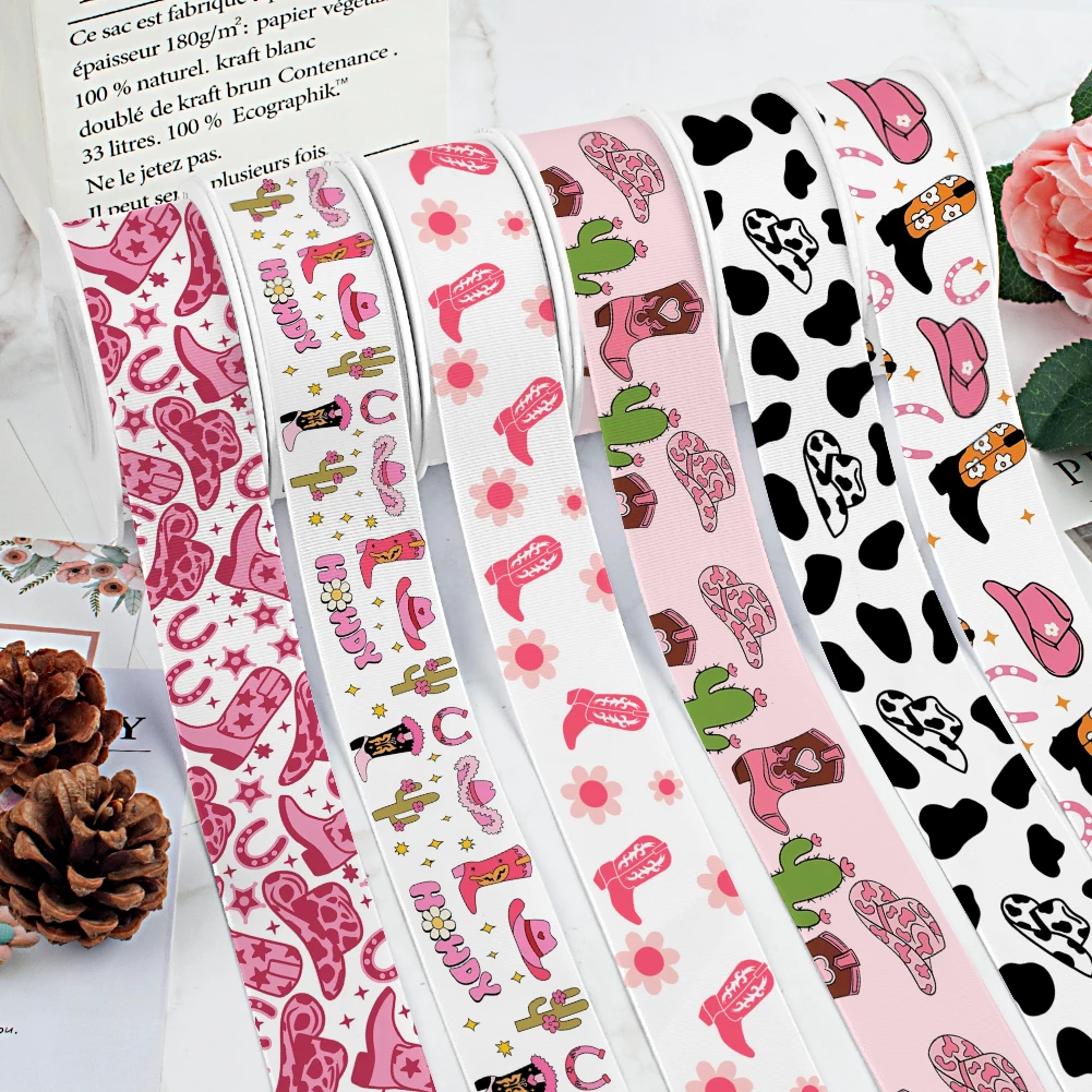 Pink Cowboy Boots Design Pattern Printing Grosgrain Ribbon 5Yards for DIY Hair Bows Merry Party Dec Meterials
Pink Cowboy Boots Design Pattern Printing Grosgrain Ribbon 5Yards for DIY Hair Bows Merry Party Dec Meterials