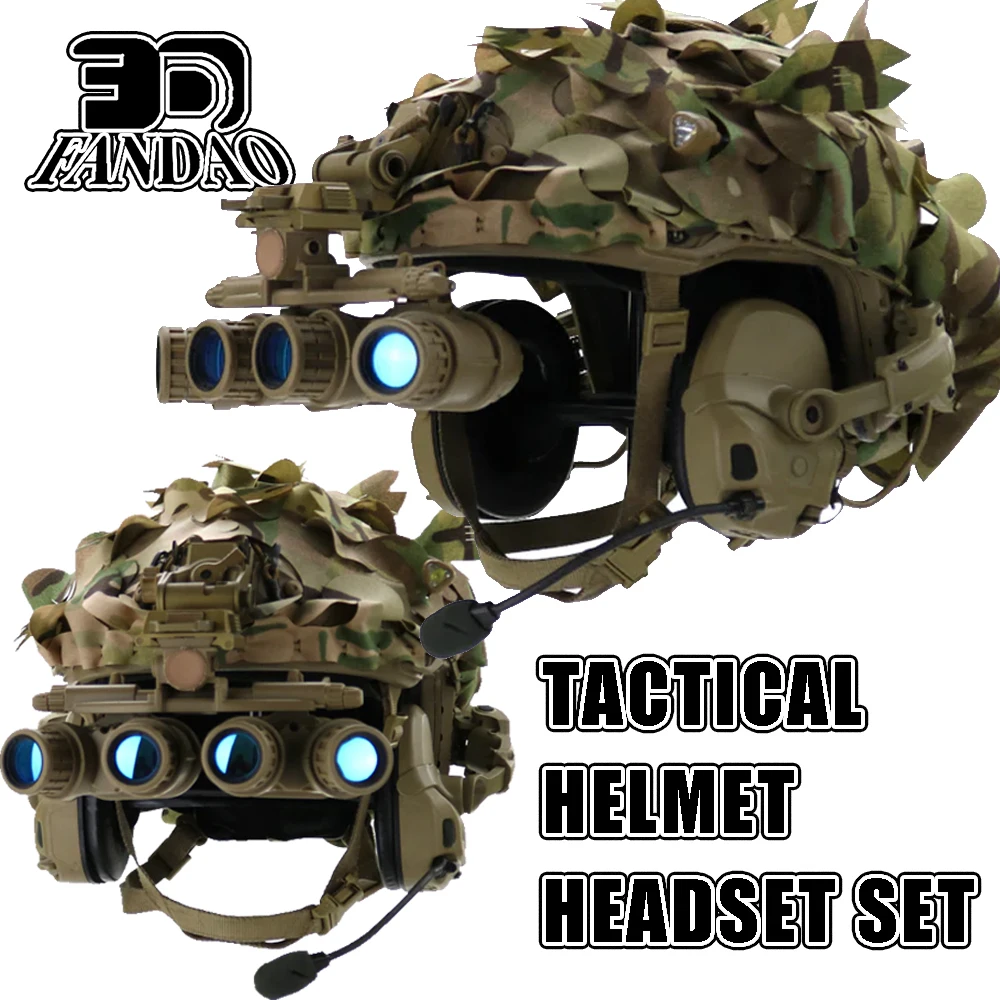 Airsoft Tactical Helmet Headset Set with Breathable 3D Mesh Camo Helmet Cover GPNVG 18 Night Vision Goggles Model Signal Light
Airsoft Tactical Helmet Headset Set with Breathable 3D Mesh Camo Helmet Cover GPNVG 18 Night Vision Goggles Model Signal Light