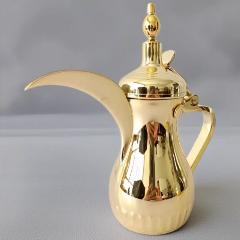 Кофейник Dallah из нержавеющей стали, золотой, серебряный чайник с длинным носиком, тисненый дизайн, термочайник для сервировки чая, кофе
Кофейник Dallah из нержавеющей стали, золотой, серебряный чайник с длинным носиком, тисненый дизайн, термочайник для сервировки чая, кофе