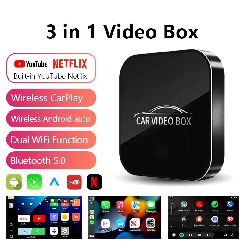 Wireless CarPlay Android Auto Netflix YouTube Video Box 2 in 1 AI Box Usb Car Play Adapter Universal Plug Play CarPlay Wireless
Wireless CarPlay Android Auto Netflix YouTube Video Box 2 in 1 AI Box Usb Car Play Adapter Universal Plug Play CarPlay Wireless