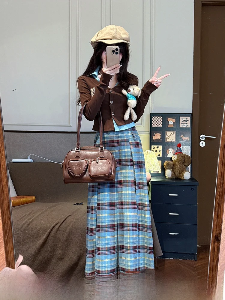 Комплект из двух предметов Sweet School Sle, женская осенняя клетчатая юбка, длинный топ све, модный ансамбль, студенты колледжа
Комплект из двух предметов Sweet School Sle, женская осенняя клетчатая юбка, длинный топ све, модный ансамбль, студенты колледжа