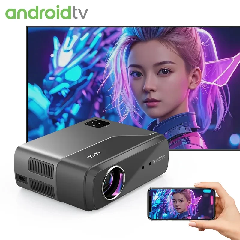 4K Short Throw Smart Projector Android TV 100 Inch Projection TV For Movies Video Gaming