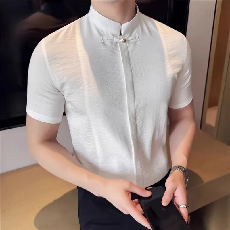 Summer Men's Chinese Style Stand Collar Casual Shirts Solid Color Short Sleeve Cotton High Quality Slim Fit Fashion Shirt Men
Summer Men's Chinese Style Stand Collar Casual Shirts Solid Color Short Sleeve Cotton High Quality Slim Fit Fashion Shirt Men