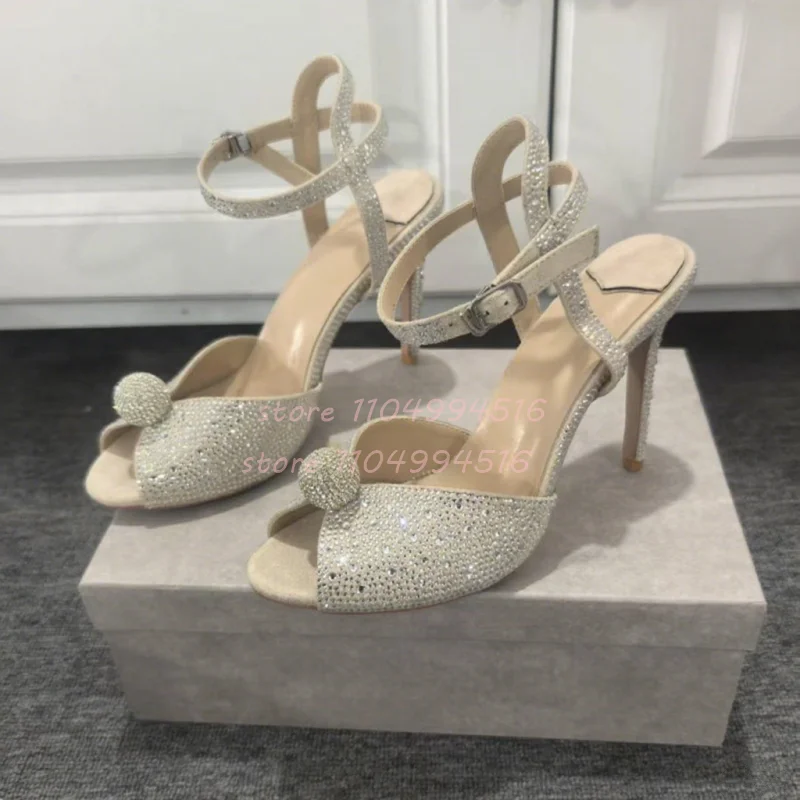 Pearl Crystal Peep Toe Slingback Sandals Women Diamond Studded Ankle Strap Stiletto Pumps Lady Sexy Elegant Wedding Party Shoes
Pearl Crystal Peep Toe Slingback Sandals Women Diamond Studded Ankle Strap Stiletto Pumps Lady Sexy Elegant Wedding Party Shoes