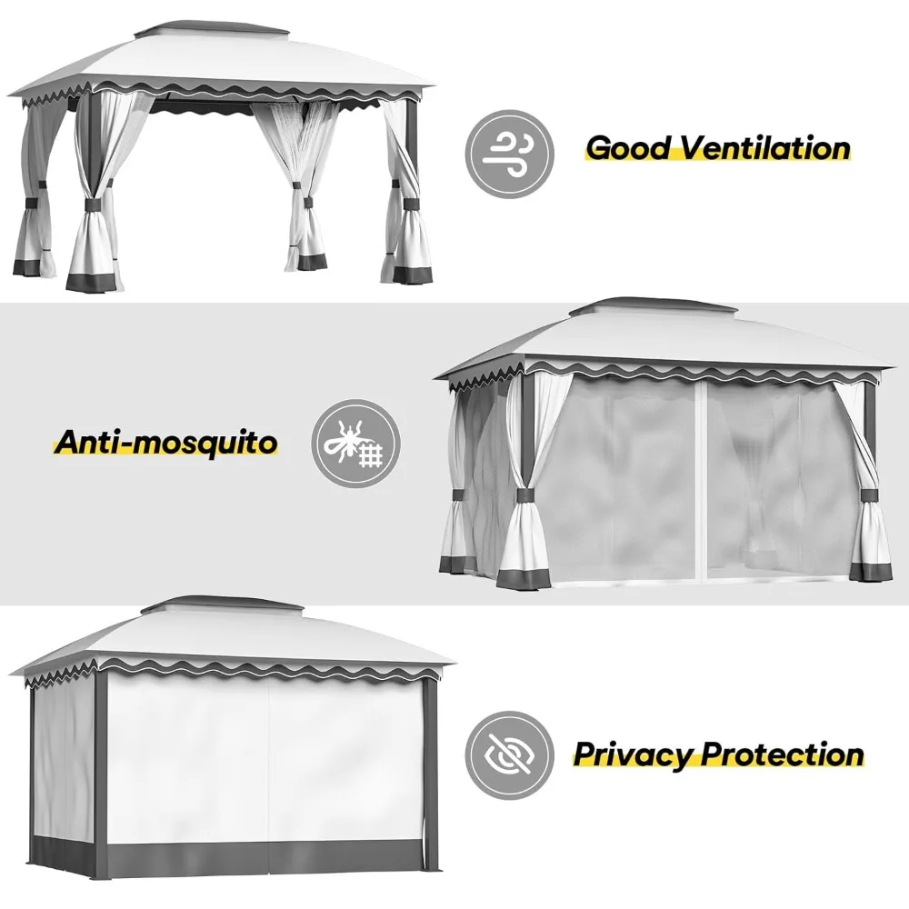 10x13 Heavy Duty Outdoor Patio Gazebo with Mosquito Net Double Roof Metal Steel Frame Canopy Customizable Gazebo
10x13 Heavy Duty Outdoor Patio Gazebo with Mosquito Net Double Roof Metal Steel Frame Canopy Customizable Gazebo