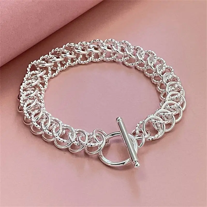 New 925 Sterling Silver Round Circle Chain OT Buckle Bracelet For Women Wedding Engagement Party Charm Jewelry Gift
New 925 Sterling Silver Round Circle Chain OT Buckle Bracelet For Women Wedding Engagement Party Charm Jewelry Gift