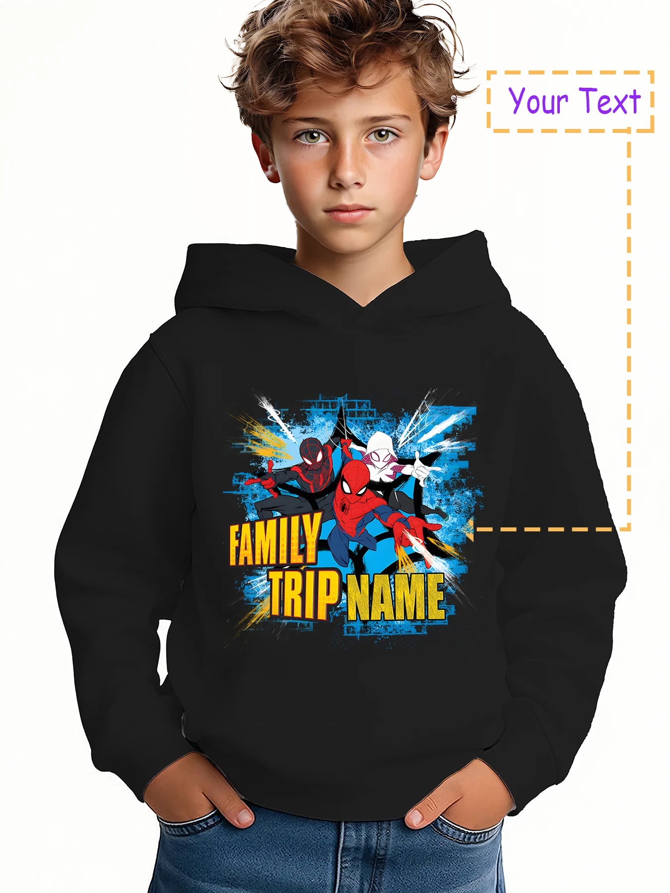 MINISO Spider-Man Family Travel Boys' Hoodie - Featuring multiple Spider-Man "Family Travel" prints, a must-have for family
MINISO Spider-Man Family Travel Boys' Hoodie - Featuring multiple Spider-Man "Family Travel" prints, a must-have for family