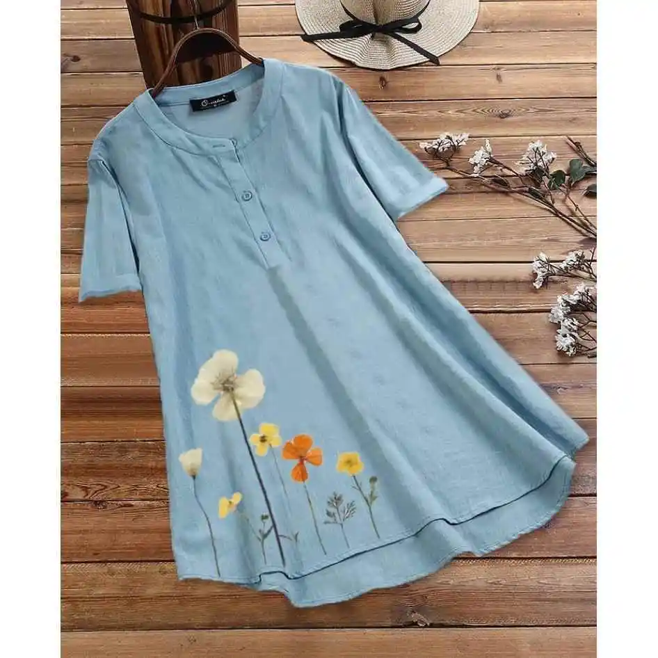 Women's Printed Short Sleeve Shirt Stand up Top Casual Style Fashionable Printed Design Women's Clothing Ladies' Tops
Women's Printed Short Sleeve Shirt Stand up Top Casual Style Fashionable Printed Design Women's Clothing Ladies' Tops