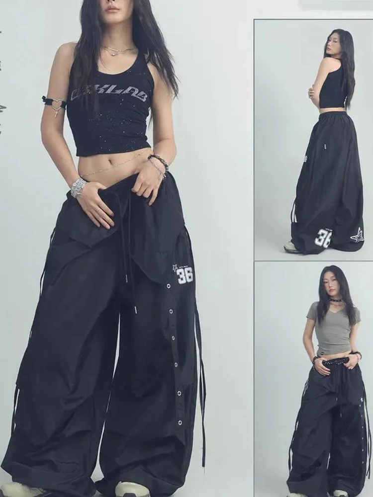 Women High Waist Baggy Patchwork Parachute Pants Bf Hip Hop Y2K Streetwear Ribbon Jazz Dance Sweatpants Cargo Pants
Women High Waist Baggy Patchwork Parachute Pants Bf Hip Hop Y2K Streetwear Ribbon Jazz Dance Sweatpants Cargo Pants