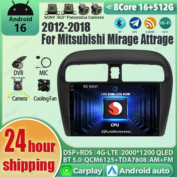 Android 16 Carplay Auto 2K Screen Car Radio Multimedia Player For Mitsubishi Mirage 2012-2018 2din Qualcomm Stereo Head Unit GPS
Android 16 Carplay Auto 2K Screen Car Radio Multimedia Player For Mitsubishi Mirage 2012-2018 2din Qualcomm Stereo Head Unit GPS