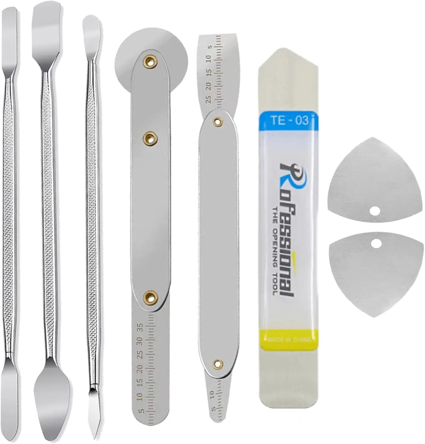 8-Piece Metal Spudger Pry Tool Kit for iPhone, iPad, Laptop, MacBook, Cell Phone, Electronics Repair
8-Piece Metal Spudger Pry Tool Kit for iPhone, iPad, Laptop, MacBook, Cell Phone, Electronics Repair