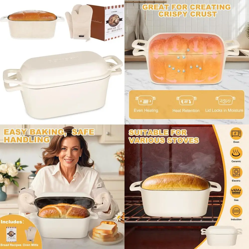 Enameled Cast Iron Dutch Oven 3.6 Quart Sourdough Bread Baking Pan with Lid - Ideal for Perfect Loaves
Enameled Cast Iron Dutch Oven 3.6 Quart Sourdough Bread Baking Pan with Lid - Ideal for Perfect Loaves