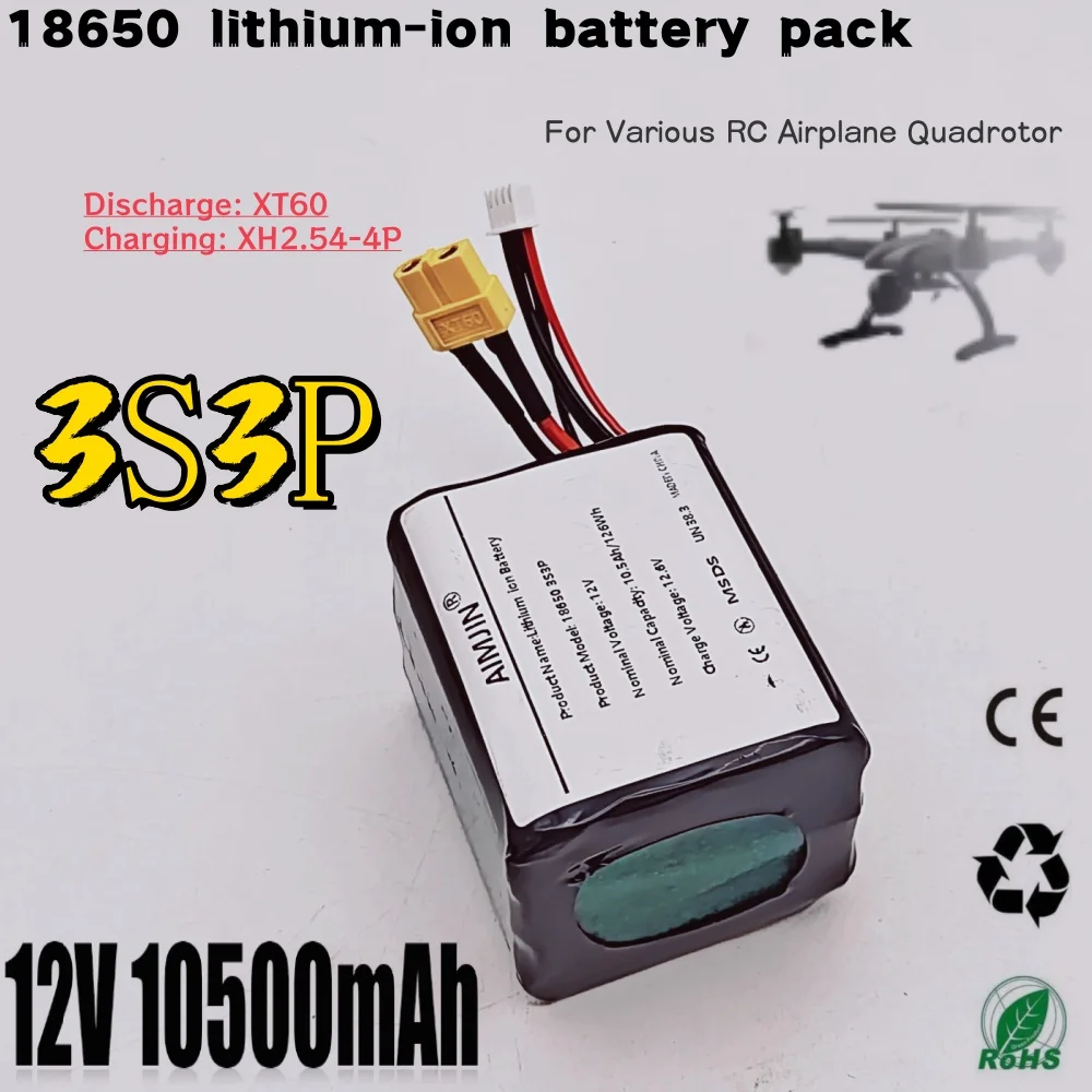 Новый аккумулятор 12 В, 12,6 В, 10,5 Ач, 3S3P, литий-ионный, одноэлементный, NCR18650, комбинация, подходит для дискотеки попугаев и различных дронов
Новый аккумулятор 12 В, 12,6 В, 10,5 Ач, 3S3P, литий-ионный, одноэлементный, NCR18650, комбинация, подходит для дискотеки попугаев и различных дронов