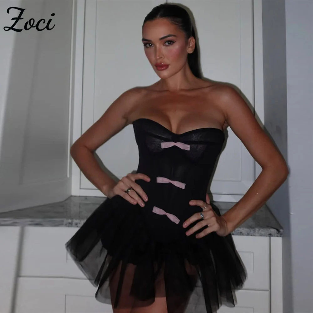 Zoci Sexy Sweetheart Black Short Prom Dresses Sleeveless Tulle Pink Bow Lace Prom Gowns Lace Up Customized Formal Party Gowns
Zoci Sexy Sweetheart Black Short Prom Dresses Sleeveless Tulle Pink Bow Lace Prom Gowns Lace Up Customized Formal Party Gowns