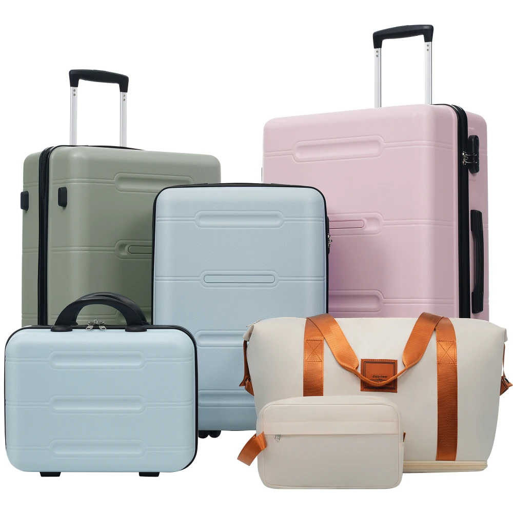 6 Piece Travel Luggage Set,Lightweight Hardshell Suitcase with Double Spinner Wheels Handle Password Lock,ABS Material 14 inch Cosmetic Case 20/24/28 inch Luggages with Duffel Bag and Toiletry Bag
6 Piece Travel Luggage Set,Lightweight Hardshell Suitcase with Double Spinner Wheels Handle Password Lock,ABS Material 14 inch Cosmetic Case 20/24/28 inch Luggages with Duffel Bag and Toiletry Bag