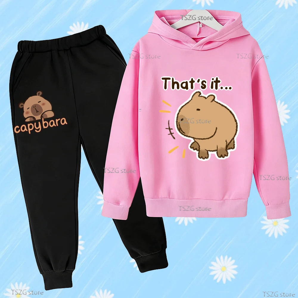 Autumn Cartoon Capybara Children's Hoodie Set Long Sleeve Kid Boys Girls Trousers Set Fashion Sweatpants Suits Hooded Tracksuits
Autumn Cartoon Capybara Children's Hoodie Set Long Sleeve Kid Boys Girls Trousers Set Fashion Sweatpants Suits Hooded Tracksuits