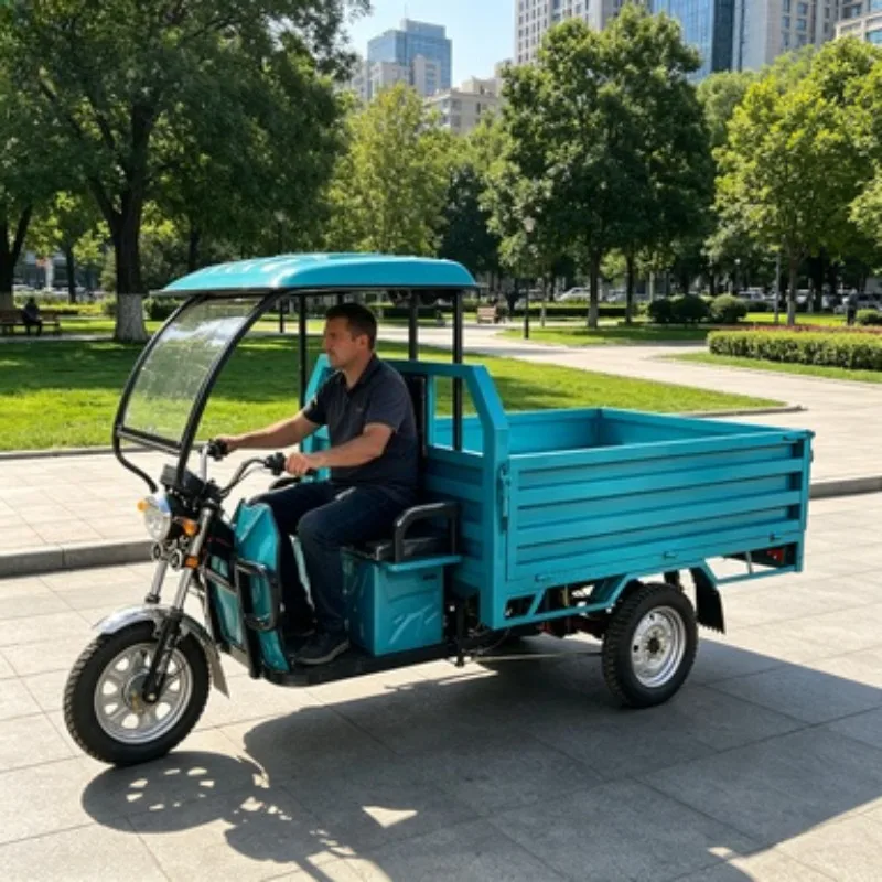 Hot Selling 400kg Load 60KM Range 800W Electric Cargo Tricycle Blue in Stock Factory for Ghana
Hot Selling 400kg Load 60KM Range 800W Electric Cargo Tricycle Blue in Stock Factory for Ghana
