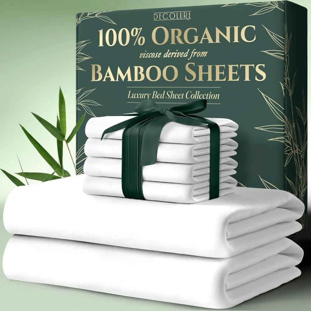 100% Organic Viscose Derived from Bamboo Sheets King Size 6pcs - Ultra Soft & Luxuriously Cooling, 17" Deep Pocket
100% Organic Viscose Derived from Bamboo Sheets King Size 6pcs - Ultra Soft & Luxuriously Cooling, 17" Deep Pocket