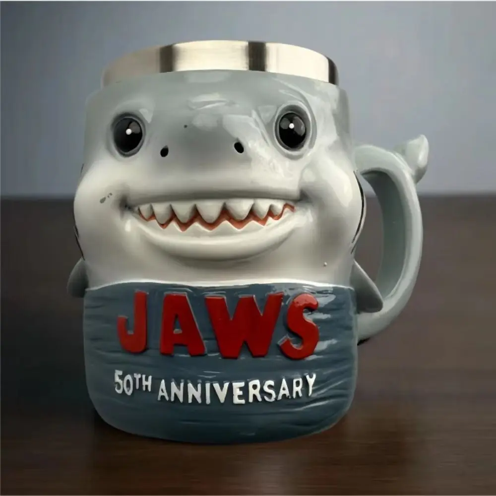 New Stainless Steel Liner Jaws 50th Anniversary Mug Creative Resin Material 3D Shark Mug Funny 3D Design Shark Coffee Cup
New Stainless Steel Liner Jaws 50th Anniversary Mug Creative Resin Material 3D Shark Mug Funny 3D Design Shark Coffee Cup